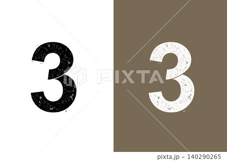 白と黒の数字の3 ビンテージ風デザイン素材 白と黒の数字の3 ビンテージ風デザイン素材 140290265
