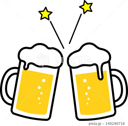 ビールで乾杯のアイコンイラスト 140290716