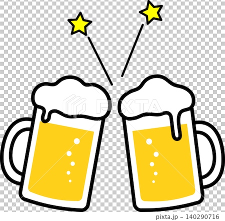 ビールで乾杯のアイコンイラスト 140290716