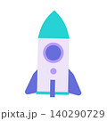 かわいいフラットデザインのロケットイラスト スタートアップ・ビジネス成長・シンプル かわいいフラットデザインのロケットイラスト スタートアップ・ビジネス成長・シンプル 140290729
