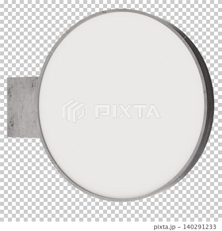 A round signboard is cut out and rendered in three dimensions. It has a clear background, making it easy to use for various display needs and branding options 140291233