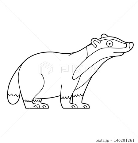 Easy coloring cartoon vector illustration of a badger isolated on white background Easy coloring cartoon vector illustration of a badger isolated on white background 140291261