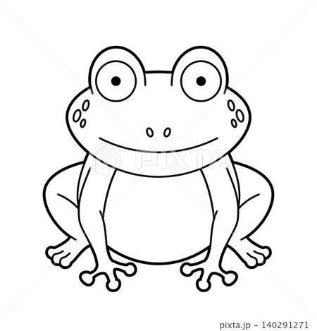 Easy coloring cartoon vector illustration of a frog isolated on white background 140291271