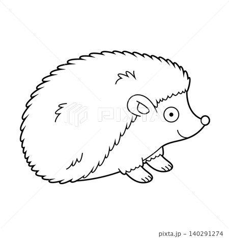 Easy coloring cartoon vector illustration of a hedgehog isolated on white background Easy coloring cartoon vector illustration of a hedgehog isolated on white background 140291274