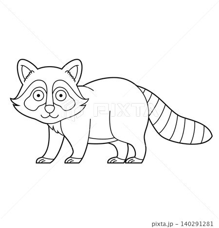 Easy coloring cartoon vector illustration of a raccoon isolated on white background Easy coloring cartoon vector illustration of a raccoon isolated on white background 140291281