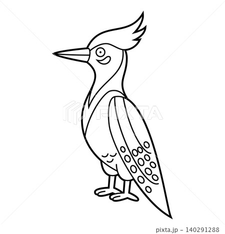 Easy coloring cartoon vector illustration of a woodpecker isolated on white background Easy coloring cartoon vector illustration of a woodpecker isolated on white background 140291288