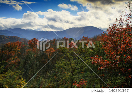 The Great Smoky Mountains in Autumn at Gatlinburg, Tennessee The Great Smoky Mountains in Autumn at Gatlinburg, Tennessee 140291547