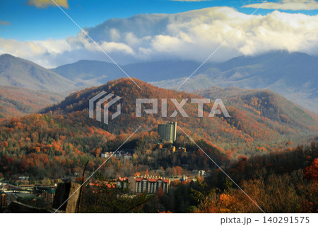 The Great Smoky Mountains in Autumn at Gatlinburg, Tennessee The Great Smoky Mountains in Autumn at Gatlinburg, Tennessee 140291575