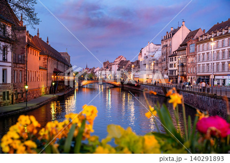 Riverside Evening in Strasbourg Old Town Colorful Facades Riverside Evening in Strasbourg Old Town Colorful Facades 140291893