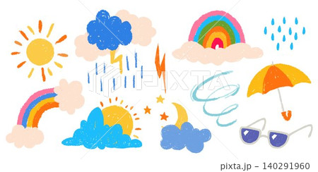 Color pastel weather icons set on white 140291960