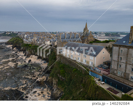 Panoramic view of charming streets of Granville, the city in Normandy 140292084