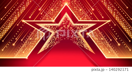 Luxury gold star award red background, gala design 140292171