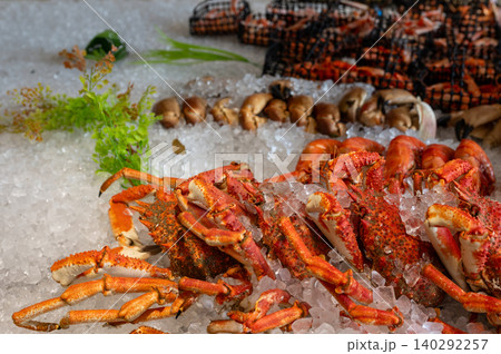 Raw Seafood and Fish Variety at Cancale Market Raw Seafood and Fish Variety at Cancale Market 140292257