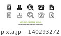 スマホ・FAX・検索・電話・書類など人物と連絡のベクターアイコンセット（線画・塗り） 140293272