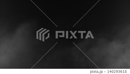 Soft white smoke drifting through dark background. Abstract fog texture ideal for cinematic overlays, visual effects, compositing, atmospheric scenes and creative video production. 140293618