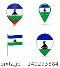 Lesotho Flag Map Pin Icons Set Collection. 140293884