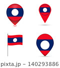 Laos Flag Map Pin Icons Set Collection. 140293886