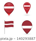 Latvia Flag Map Pin Icons Set Collection. 140293887