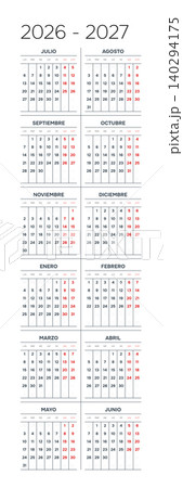 Spanish 2026-2027 Vertical 2x6 Grid Professional Annual Calendar Clean Minimalist 12 Month Grid (Compatible with 2037-2038 and 2054-2055). 140294175