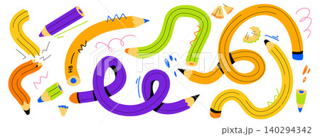 Doodle set flexible school pencils with fun shapes Doodle set flexible school pencils with fun shapes 140294342