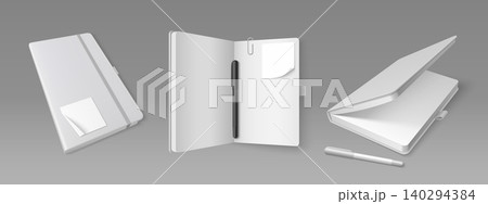Realistic 3D notebook, diary with white pages 140294384