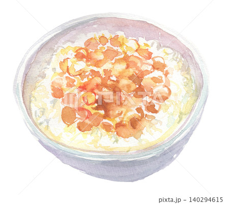 納豆ご飯の水彩イラスト 140294615