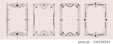 Art deco frames set with geometric black lines Art deco frames set with geometric black lines 140294844