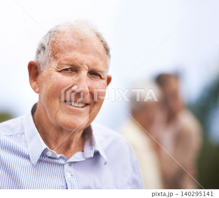 Senior, man and happy portrait outdoor on holiday, vacation and travel for retirement with confidence. Elderly, person and face with smile in garden, nature or backyard of home for relax and break Senior, man and happy portrait outdoor on holiday, vacation and travel for retirement with confidence. Elderly, person and face with smile in garden, nature or backyard of home for relax and break 140295141