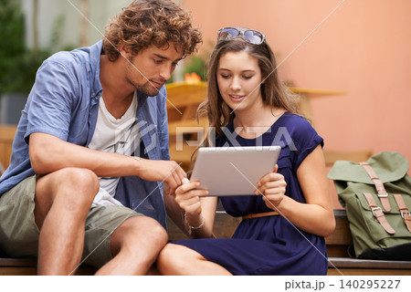 Tablet, friends and students at college, studying or learning together outdoor at stairs. Digital, technology and people at steps by university campus for conversation, education or online knowledge Tablet, friends and students at college, studying or learning together outdoor at stairs. Digital, technology and people at steps by university campus for conversation, education or online knowledge 140295227