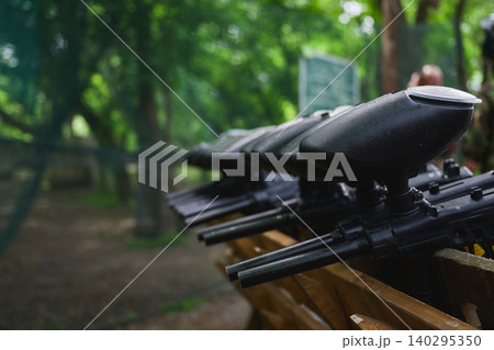 Paintball Marker Guns Ready For Outdoor Game 140295350