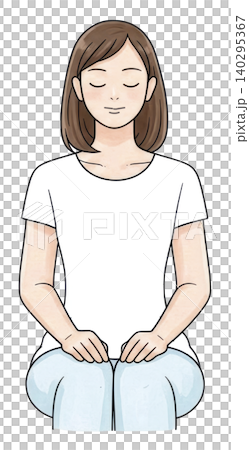 休み時間に 正しい姿勢で椅子に座り 瞑想する日本の若い女性 メディテーション 休み時間に 正しい姿勢で椅子に座り 瞑想する日本の若い女性 メディテーション 140295367