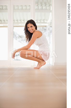 Morning, window and portrait of happy woman in home for resting in bedroom pyjamas to relax alone. Mockup space, wake up female person on break or floor with smile ready to start day for wellness Morning, window and portrait of happy woman in home for resting in bedroom pyjamas to relax alone. Mockup space, wake up female person on break or floor with smile ready to start day for wellness 140295404