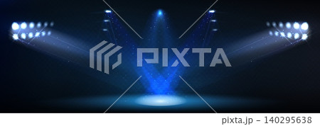 Stadium blue spotlight, sport event, night match Stadium blue spotlight, sport event, night match 140295638