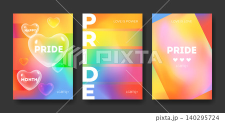 Rainbow pride poster templates with gradient flag 140295724