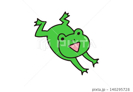 元気にジャンプするかわいい緑のカエル 元気にジャンプするかわいい緑のカエル 140295728