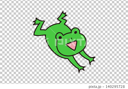 元気にジャンプするかわいい緑のカエル 元気にジャンプするかわいい緑のカエル 140295728