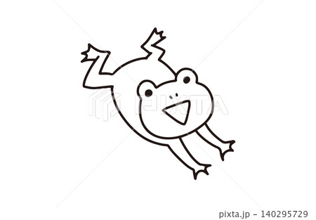 元気にジャンプするかわいいカエルのシンプル線画 元気にジャンプするかわいいカエルのシンプル線画 140295729