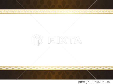 茶色と金のアラベスク唐草オーナメントの高級感ある白い装飾フレーム背景 茶色と金のアラベスク唐草オーナメントの高級感ある白い装飾フレーム背景 140295930