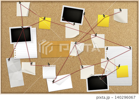 Detective investigation board with crime evidence Detective investigation board with crime evidence 140296067