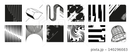 Y2K brutalist geometric icons set on white Y2K brutalist geometric icons set on white 140296083