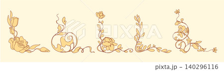 Elegant floral frame corner with decorative swirls Elegant floral frame corner with decorative swirls 140296116