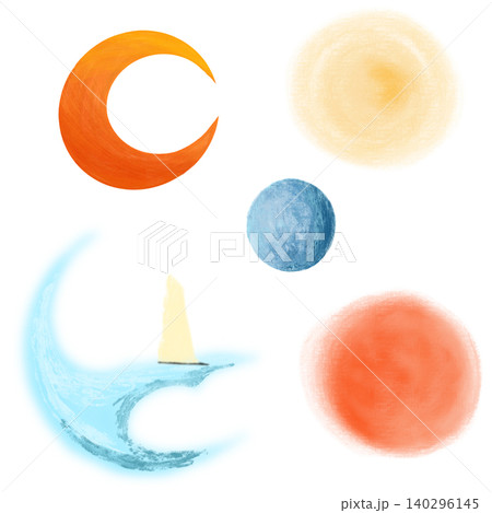月と太陽と惑星イラストセット 140296145