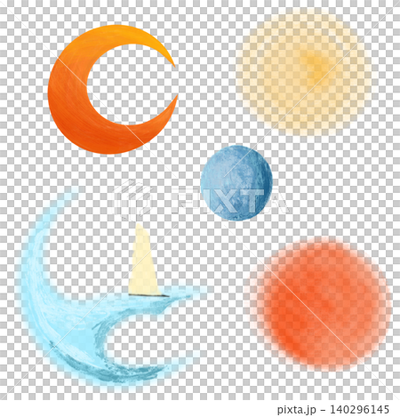 月と太陽と惑星イラストセット 140296145