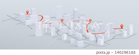 3D isometric city map, gps marks for navigation 140296188