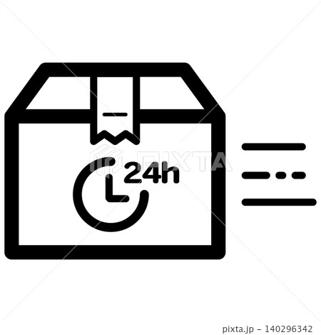 シンプルでかわいい24時間配送のアイコン(モノクロ) シンプルでかわいい24時間配送のアイコン(モノクロ) 140296342