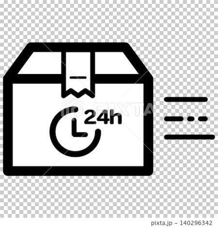 シンプルでかわいい24時間配送のアイコン(モノクロ) シンプルでかわいい24時間配送のアイコン(モノクロ) 140296342