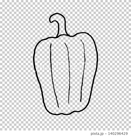 Simple green pepper line drawing illustration Simple green pepper line drawing illustration 140296429