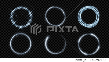 Glowing blue rings with magical dust sparkles Glowing blue rings with magical dust sparkles 140297186