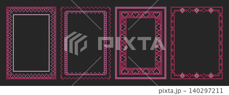 Traditional geometric cross stitch floral frames Traditional geometric cross stitch floral frames 140297211