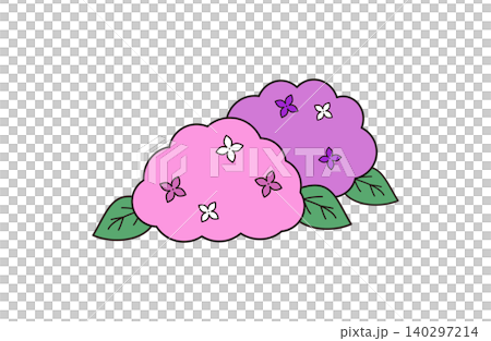 可愛的繡球花插圖:簡單的花卉素材,點亮雨季。 可愛的繡球花插圖:簡單的花卉素材,點亮雨季。 140297214